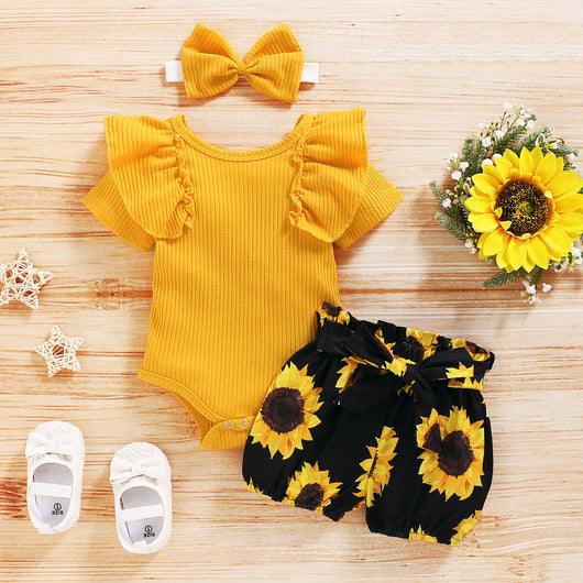 Conjunto Infantil: Top Estilizado y Shorts Estampados con Diadema Gratis - Image 9