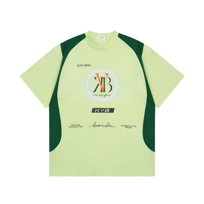 Camiseta Hombre Estampado Patchwork Alfabeto American Street Manga Corta Suelta - Image 13