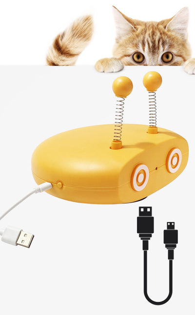 Light gray electric robot cat toy with two spring antennae, circular details, and a red indicator light. - Image 17