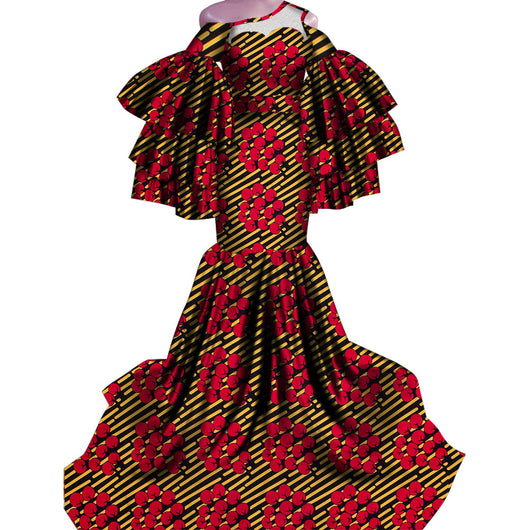 Vestido Largo Estampado Africano con Corte Sirena - Image 7