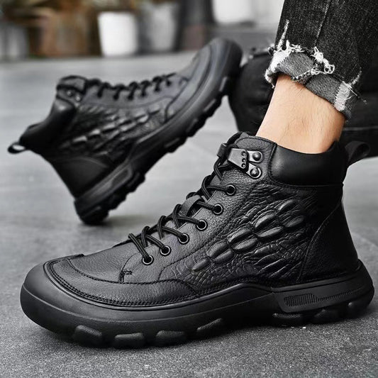 Botas Martin de Cuero Premium para Hombre con Cierre y Suela Antideslizante