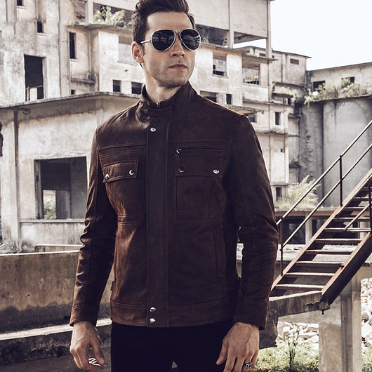 Chaqueta Casual de Cuero y Algodón para Hombre