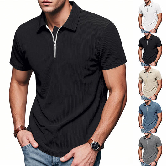 Polo Corduroy Holgado con Medio Cierre para Hombre