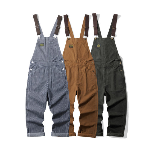 Pantalón de Trabajo Tipo Peto Canvas a Rayas para Leñador y Ferrocarril - Image 20