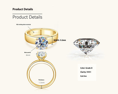 Anillo de Boda Moissanita Diseño Europeo y Americano - Image 6