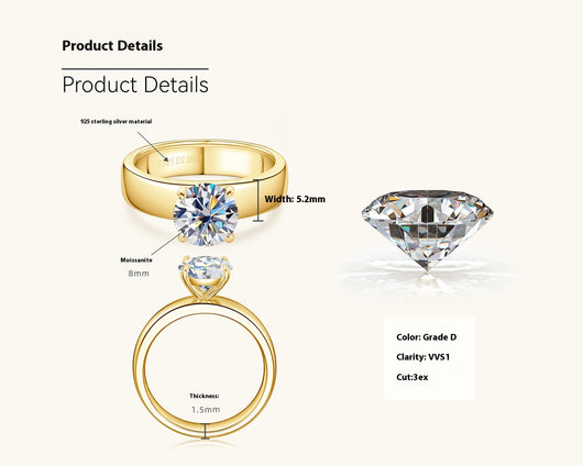 Anillo de Boda Moissanita Diseño Europeo y Americano - Image 6