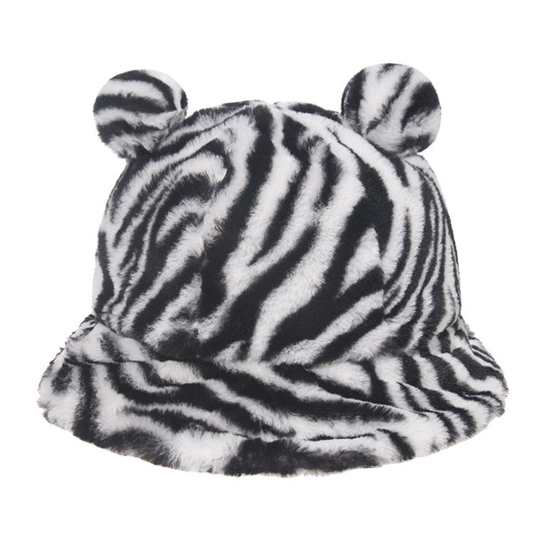 Gorro Pescador con Orejas de Oso y Estampado de Leopardo