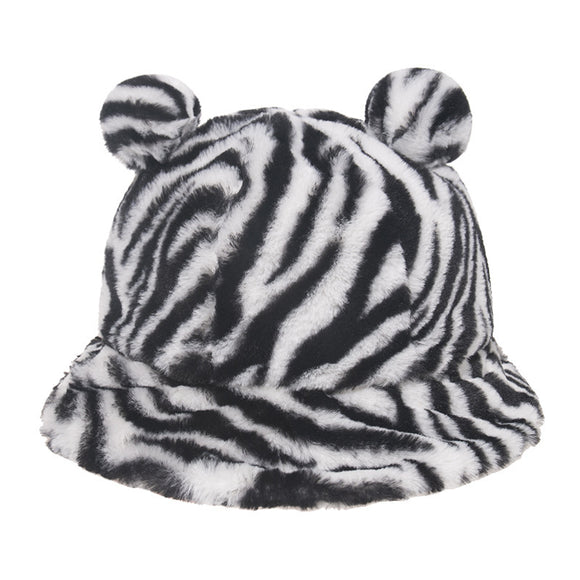 Gorro Pescador con Orejas de Oso y Estampado de Leopardo