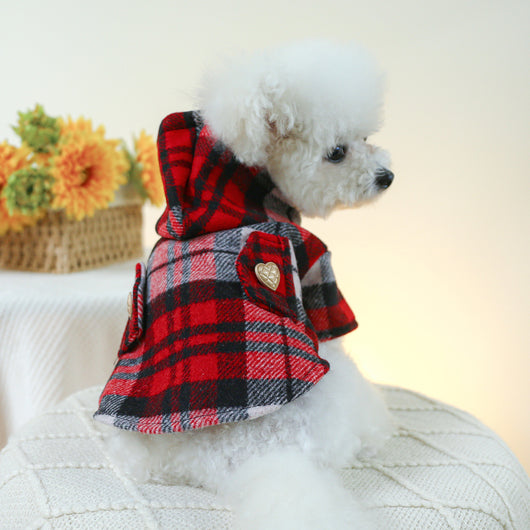 Abrigo Tipo Trench Cuadrille Rojo para Otoño e Invierno