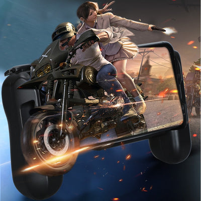 Black mobile game controller with integrated cooling fan and ergonomic grips for smartphones. - Image 5