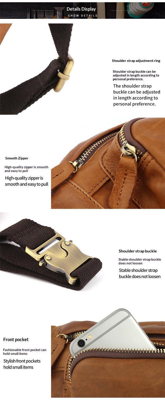 Bolsa Pecho Cuero Genuino Estilo Retro para Hombre - Image 21