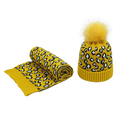 Conjunto de Gorro y Bufanda Estampado Leopardo para Otoño e Invierno - Image 11