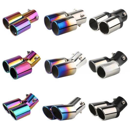 Tubo de Escape Doble Silenciador Universal Acero Inoxidable para Automóviles