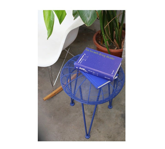 Taburete Lateral Klein Blue de Metal Artesanal - Image 10