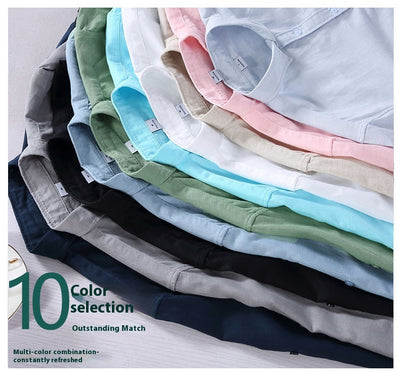 Camisa Manga Larga Hombre Algodón y Lino - Primavera y Verano - Image 23