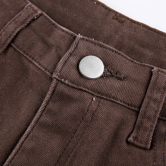 Pantalones Bootcut Café de Cintura Alta con Stretch para Mujer - Image 14