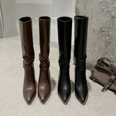 Botas Negras de Cuero Genuino Estilo Europeo y Americano para Mujer - Image 11