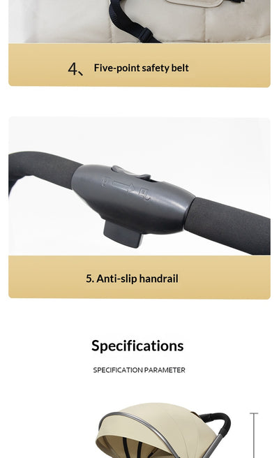 Cochecito de Bebé Reclinable Plegable con Suspensión de 4 Ruedas - Image 19