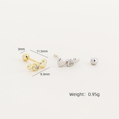 Aretes de Plata S925 Corazón Pequeño con Cierre de Rosca para Mujer - Image 11