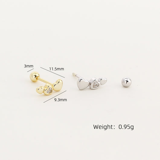 Aretes de Plata S925 Corazón Pequeño con Cierre de Rosca para Mujer - Image 11
