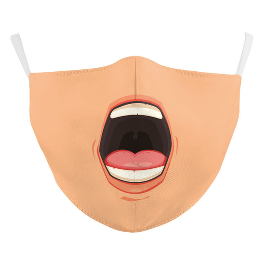 Halloween funny face mask with a digital print of a stitched-up face and yellow teeth, featuring ear hooks. - Image 29