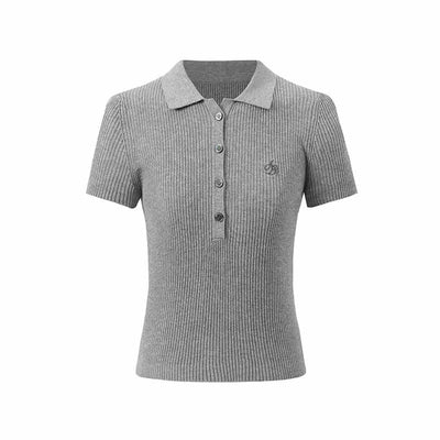 Polo Preppy Tejido de Lino Tencel Manga Corta con Cuello - Image 4
