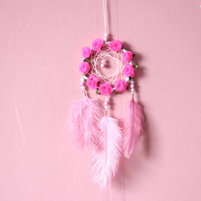 Atrapasueños con Plumas de Avestruz Rosa - Carillón Decorativo para Habitación - Image 2