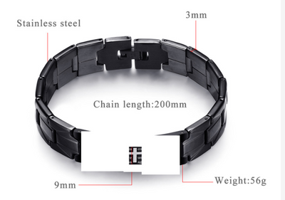Pulsera de Acero Negro con Cruz para Hombre - Image 8