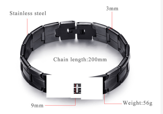 Pulsera de Acero Negro con Cruz para Hombre - Image 8