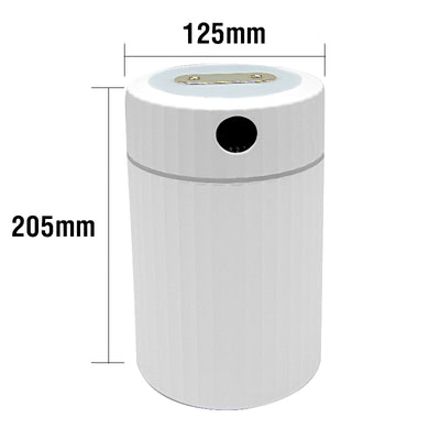 Pink cylindrical humidifier with ribbed texture, digital display showing 59%, and a light blue LED ring. - Image 16