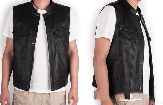 Chaleco de Cuero PU Liso para Hombre - Image 12