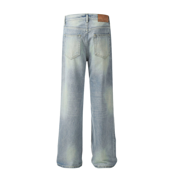 Jeans Skinny Ajustados con Patrón de Rayo Estilo Calle Americana para Hombre