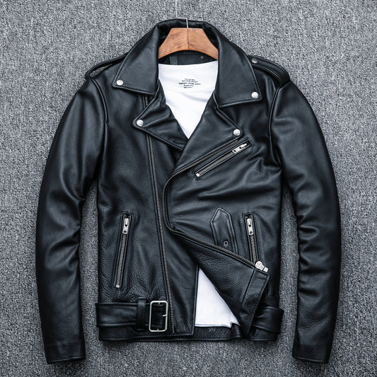 Chaqueta de Cuero Genuino para Motociclista