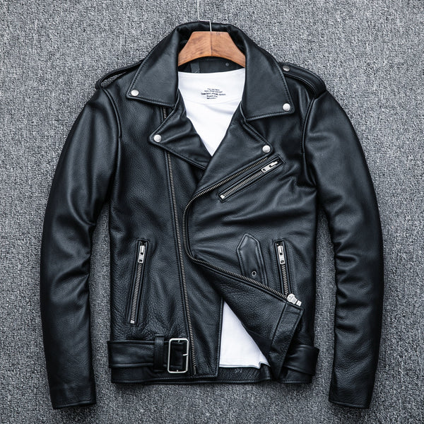 Chaqueta de Cuero Genuino para Motociclista