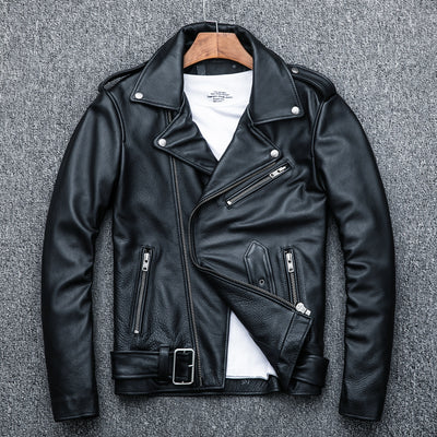 Chaqueta de Cuero Genuino para Motociclista