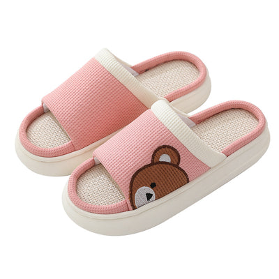 Pantuflas de Lino con Oso Adorable para Mujer - Cómodas, Antideslizantes y Transpirables - Image 10