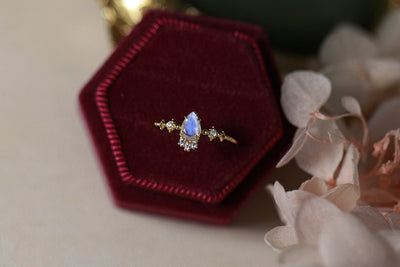Anillo de Piedra de Luna Azul Natural con Baño de Oro y Plata - Image 8