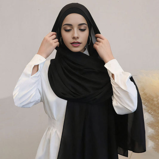 Turbante Chiffón con Pliegues y Cordón Ajustable Monocromático