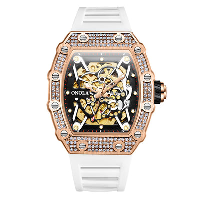 Reloj Automático para Hombre con Cristales y Correa de Silicona Resistente al Agua - Image 9