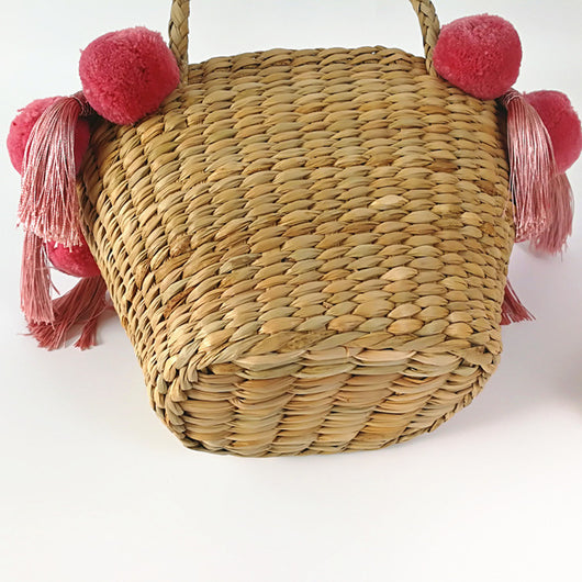 Bolsa de Paja Bordada con Detalles de Letras y Pompones para Mujer - Image 10