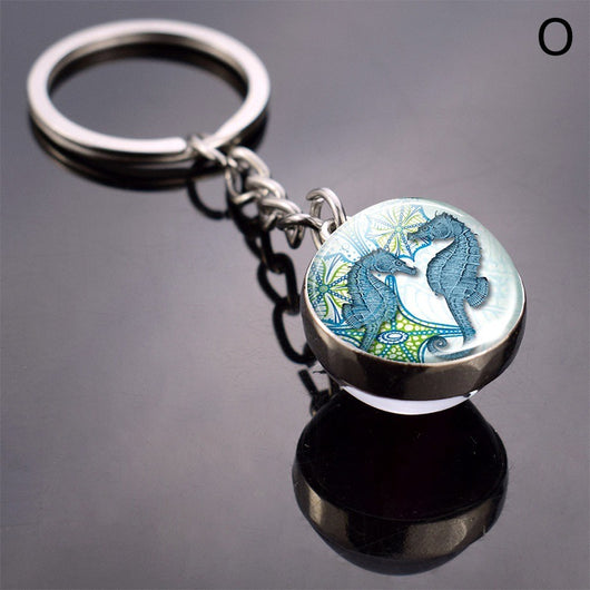 Llavero Esfera de Vidrio con Tortuga y Estrella de Mar - Diseño Divertido - Image 36