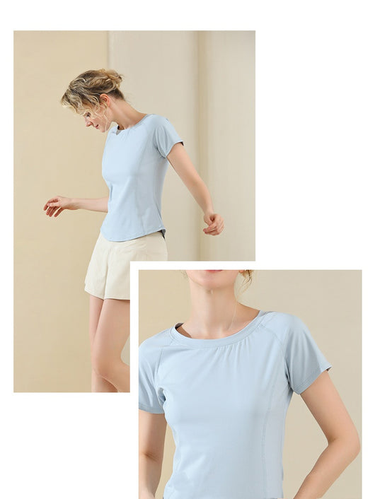 Playera Deportiva Yoga Mesh Nude Feel Manga Corta - Image 17