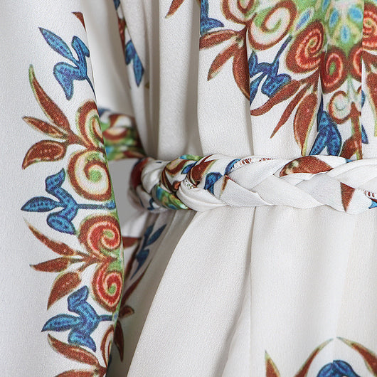 Vestido Resort con Mangas Abullonadas, Escote Redondo y Detalle de Cordones - Image 22