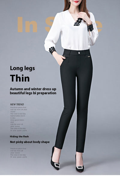 Pantalones Casuales Coreanos Cintura Alta Elásticos Ajustados Efecto Adelgazante - Image 20