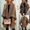 Poncho Capa Suéter de Lujo con Cuello de Lana y Borlas para Otoño e Invierno