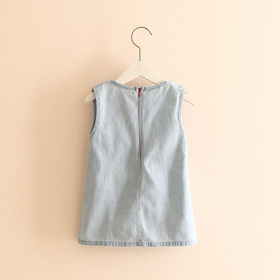 Falda Chaleco Denim Bordado para Niña sin Mangas - Image 10