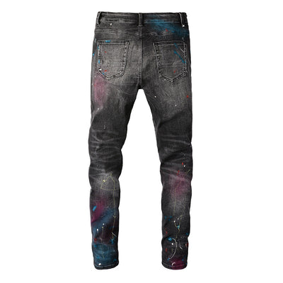Jeans Rotos para Hombre con Diseño Splash de Tinta y Graffiti - Image 3