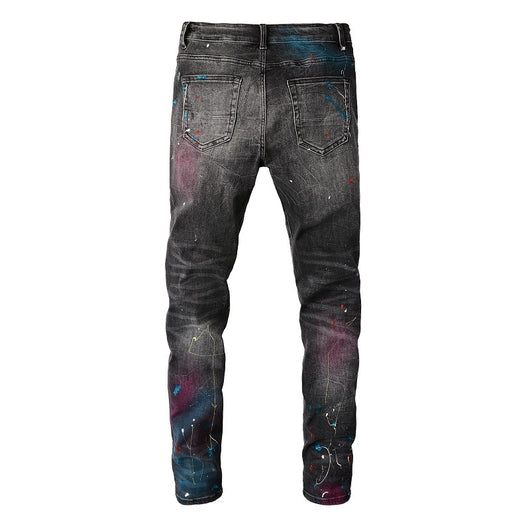 Jeans Rotos para Hombre con Diseño Splash de Tinta y Graffiti - Image 3