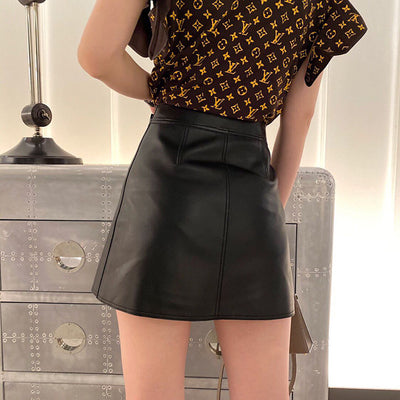 Falda A-Línea con Detalles de Cuero - Image 3