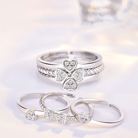 Anillo Trébol de Cuatro Hojas 3 en 1 para Mujer - Ajustable y Versátil - Image 3